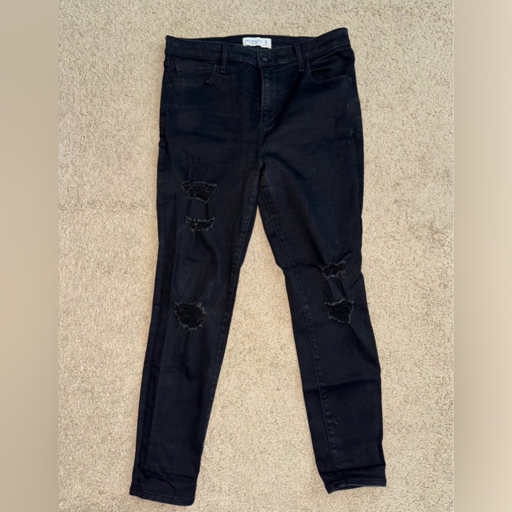Abercrombie & Fitch Black Distressed Skinny Jeans